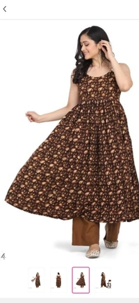 Ethnic printed Brown Kurta Set - brown, XS, S, M, L, XL , XXL