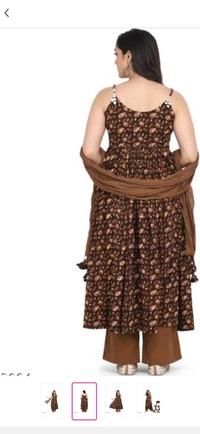 Ethnic printed Brown Kurta Set - brown, XS, S, M, L, XL , XXL