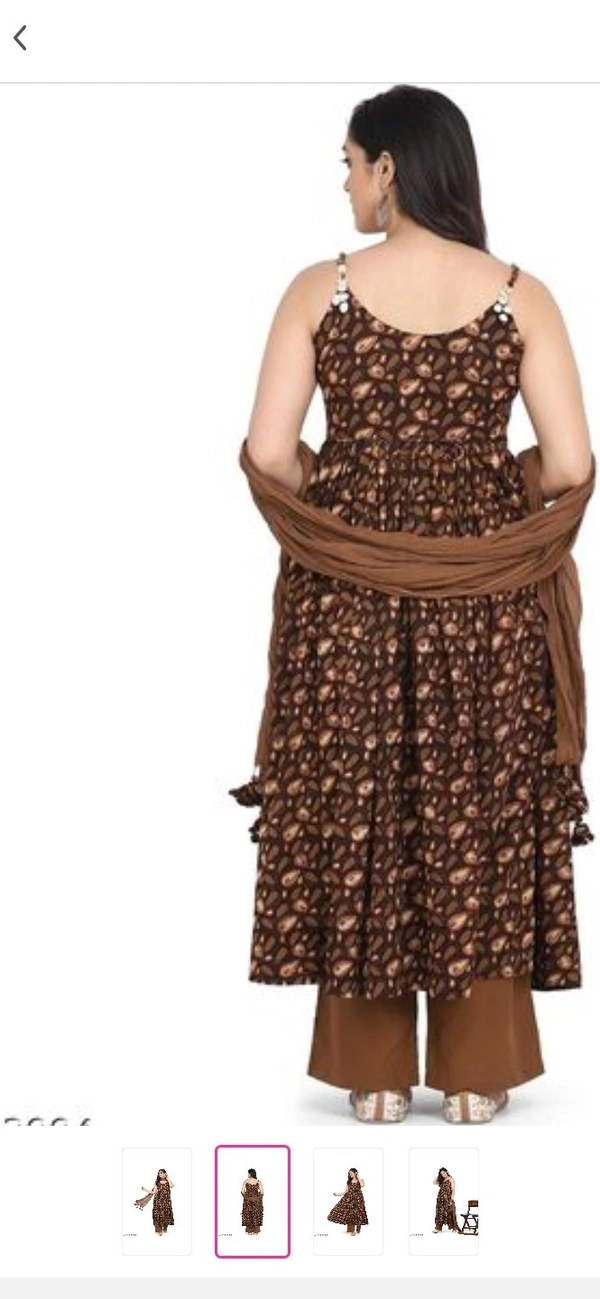 Ethnic printed Brown Kurta Set - brown, XS, S, M, L, XL , XXL