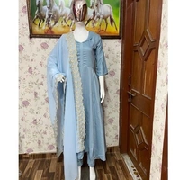Fancy Anarkali Kurti With Duppata - black , gray, M , L , XL , XXL