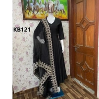 Fancy Anarkali Kurti With Duppata - black , gray, M , L , XL , XXL