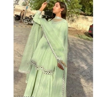 Evergreen Designer Heavy Work Top And Sharara Set - M , L , XL , XXL