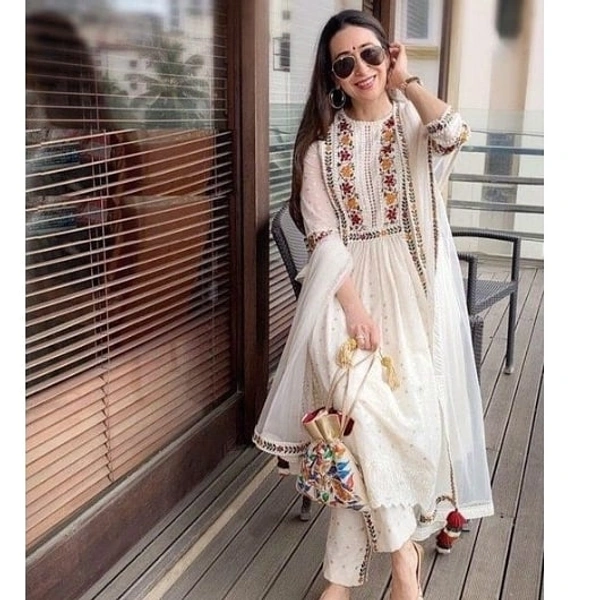Whiye Embroidered Plazzo Set - white, M , L , XL , XXL ,XXXL
