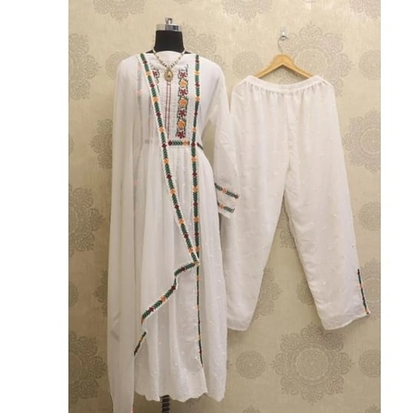 Whiye Embroidered Plazzo Set - white, M , L , XL , XXL ,XXXL