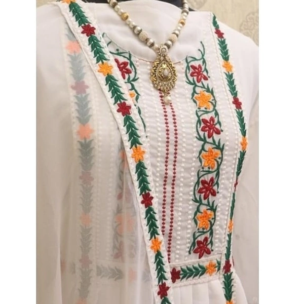 Whiye Embroidered Plazzo Set - white, M , L , XL , XXL ,XXXL