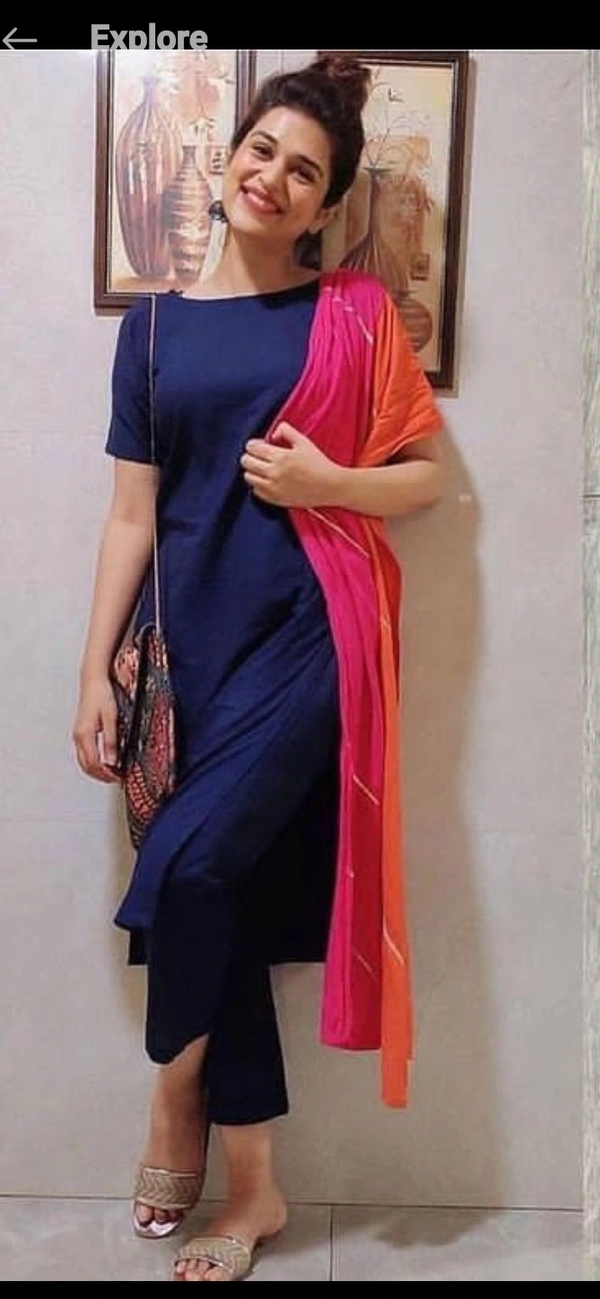 Blue Kurta Plazzo With Duppata - L