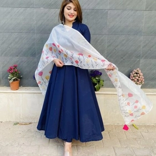 Fashionable Trendy Kurta With Bottomwear And Duppata - blue, M , L , XL , XXL