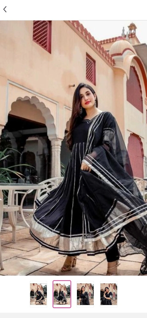 Black Anarkali Kurti Plazzo And Duppata - XXL
