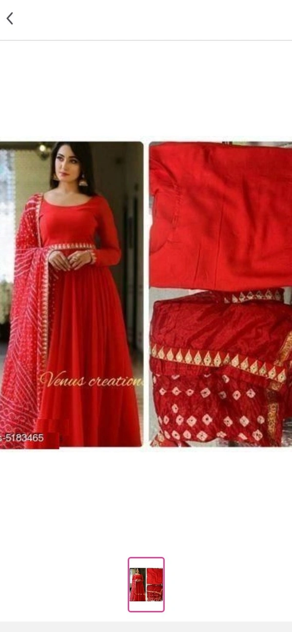 Red Anarkali Gown With Duppata - L