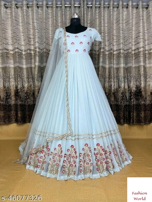 Trendy Glamourous Gown  - Free size, sky