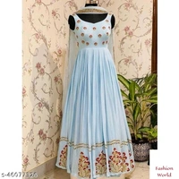 Trendy Glamourous Gown  - Free size, sky