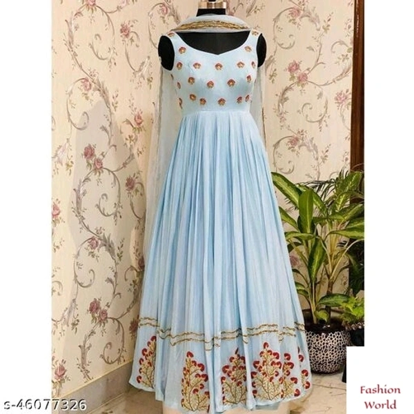 Trendy Glamourous Gown  - Free size, sky