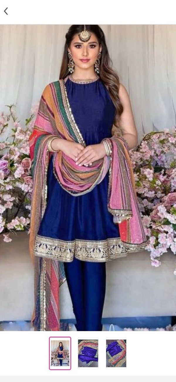 New Plazzo Suit Set With Duppata  - SEMI - STITCHED 