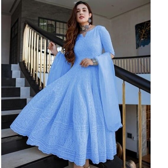Buy Designer Inspired Chikankari Anarkali Suit .women Indian Bridal Haldi  Wedding Punjabi Anarkali Suit. Custom Stitched Mehndi Suit Online in India  - Etsy