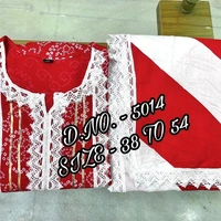 Bandhej Red Printed Long Kurti (Gown) With Duppata - M, red