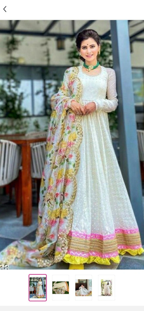 Graceful White Gown With Duppata - free size, white