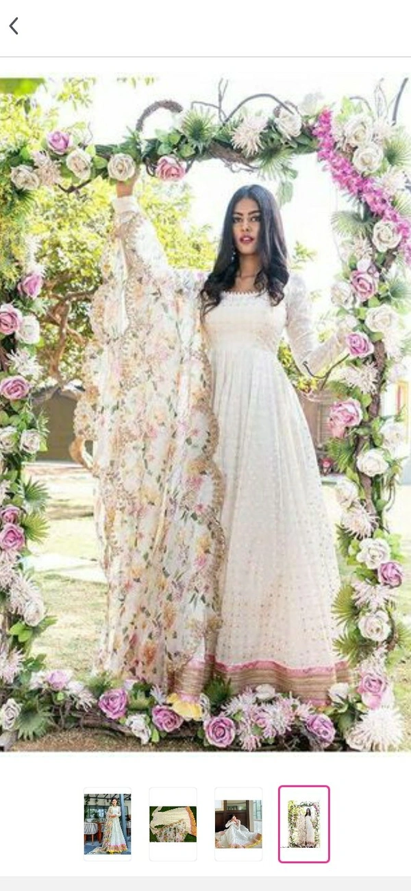 Graceful White Gown With Duppata - free size, white