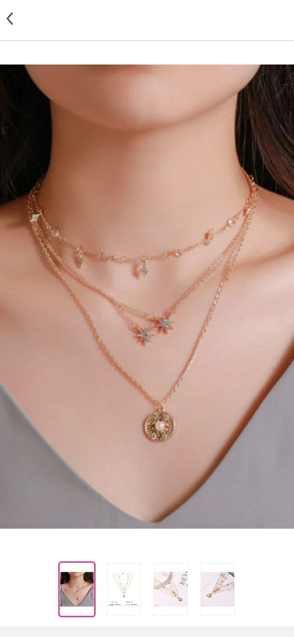 Beautiful 3 Layer Six Ponted Star Necklace  - free size