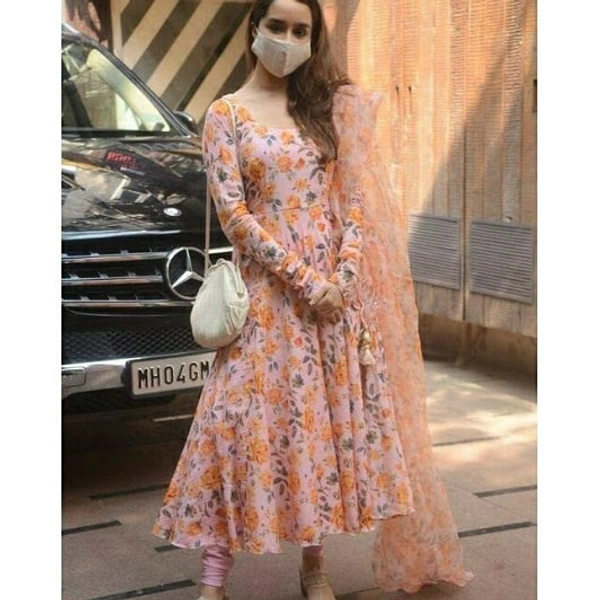 Designer Pink Color Digital Printed Gown With Duppata - S
