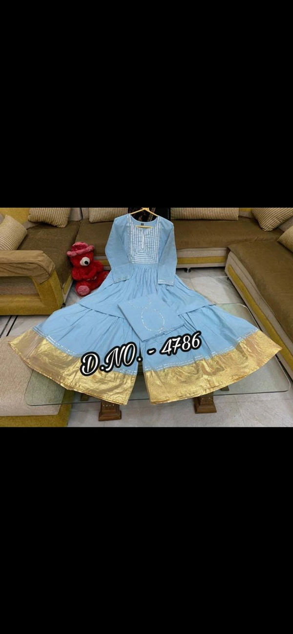 Pure Cotton Cambric Kurti With Gotta Work Sharara & Duppata - M