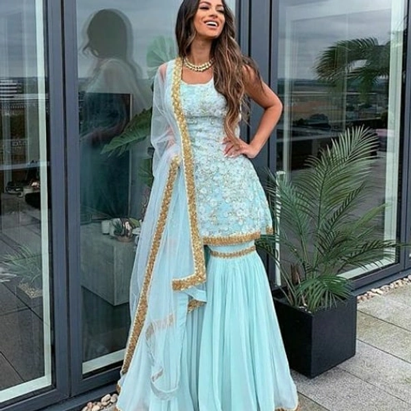 Sky Sharara Set - Free size