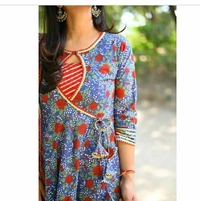 Handblock Printed Plazzo Set With Gotta Detailing &Doori And Tussels  - M - 38 , red 