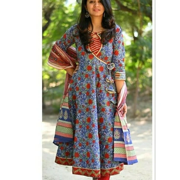 Handblock Printed Plazzo Set With Gotta Detailing &Doori And Tussels  - M - 38 , red 
