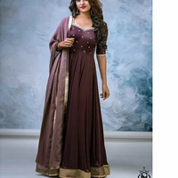 New Anarkali Floor Touch Gown With Duppata - S, maroon