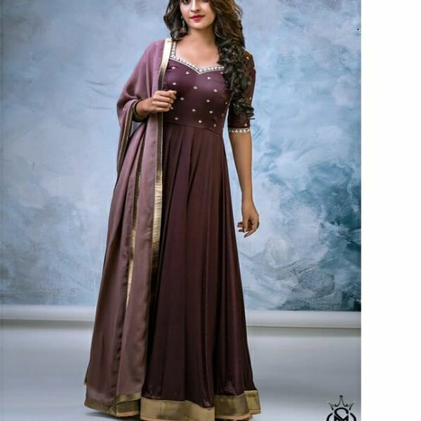 New Anarkali Floor Touch Gown With Duppata - S, maroon