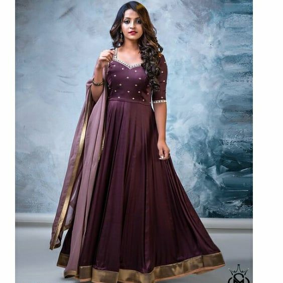 Buy INFOTECH Women's Georgette Embrodery Western Full Stitched Anarkali Gown  (Small, RAMA) at Amazon.in