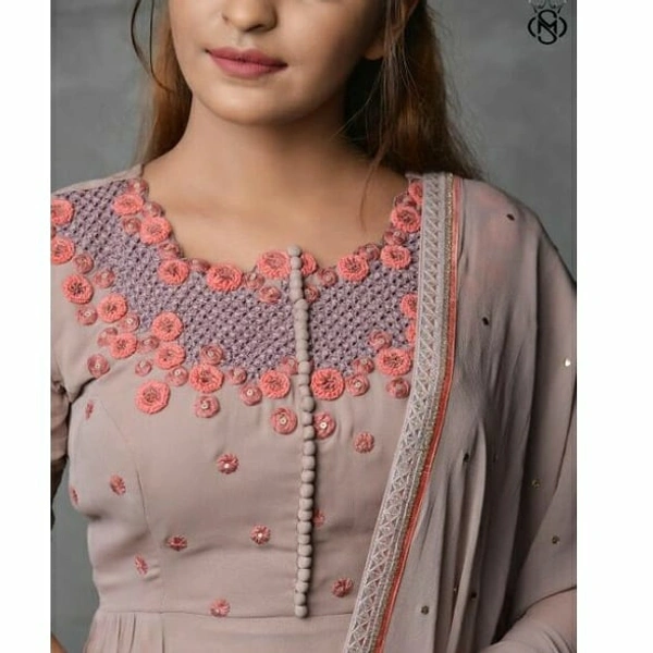 New Anarkali Floor Touch Gown With Duppata - S, brown