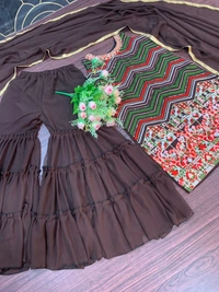 Designer Top With Ruffle Plazzo  - M