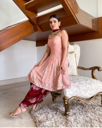 New Designer Partwear  Top With Print Plazzo & Duppata - XXL