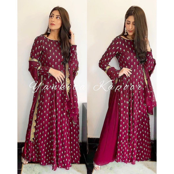 Long Gown With Plazzo And Duppata  - M