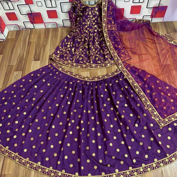 Designer Partywear Embroidery Work Lehanga With Duppata - L