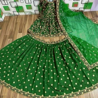 Designer Partywear Embroidery Work Lehanga With Duppata - XL, green