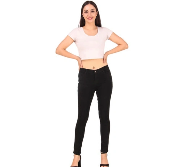 Trendy Single Button Jeans  - 28