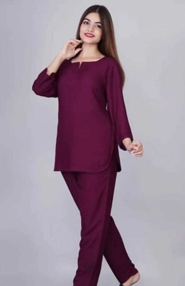 Women's Solid Rayon Night Suit Dress - M