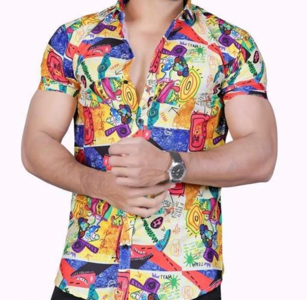 Trendy Graceful Mens Shirts  - L