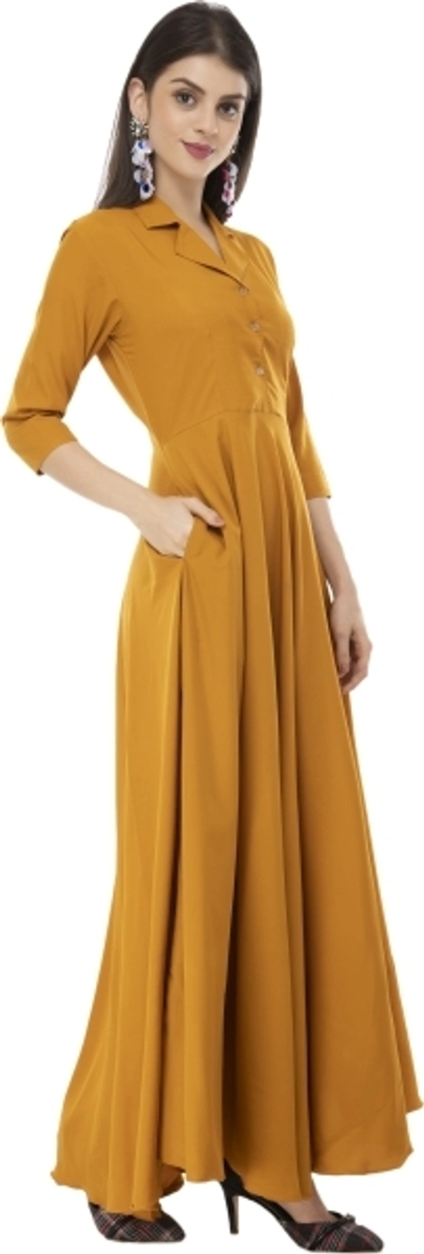 Women Yellow Maxi With Mask  - M