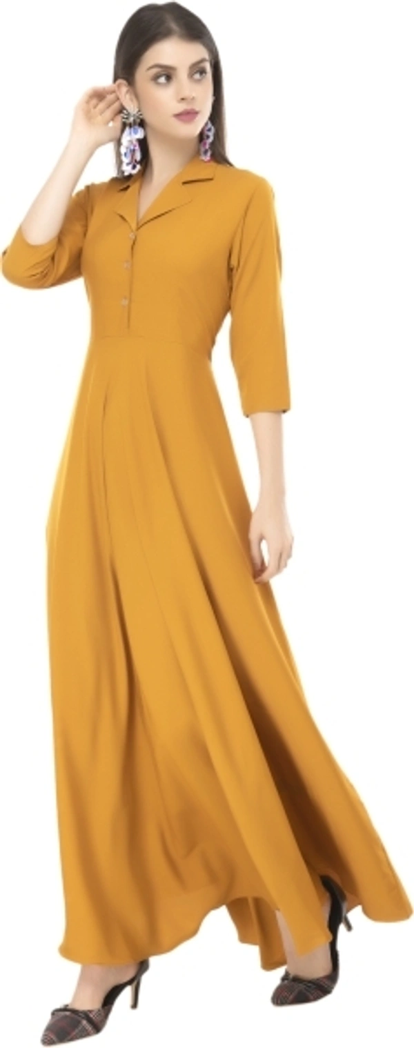 Women Yellow Maxi With Mask  - XXL