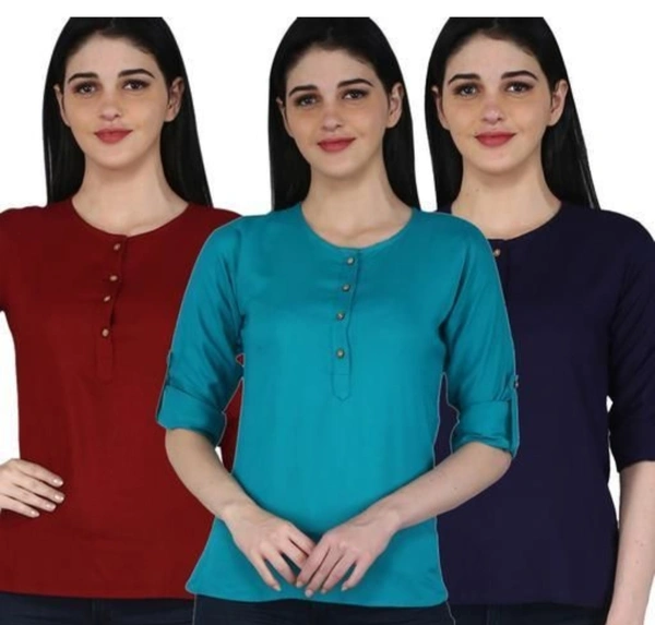 Womens Rayon Top ( Combo of 3 ) - M