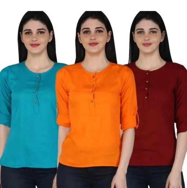Womens Rayon Tops ( Combo of 3 ) - S