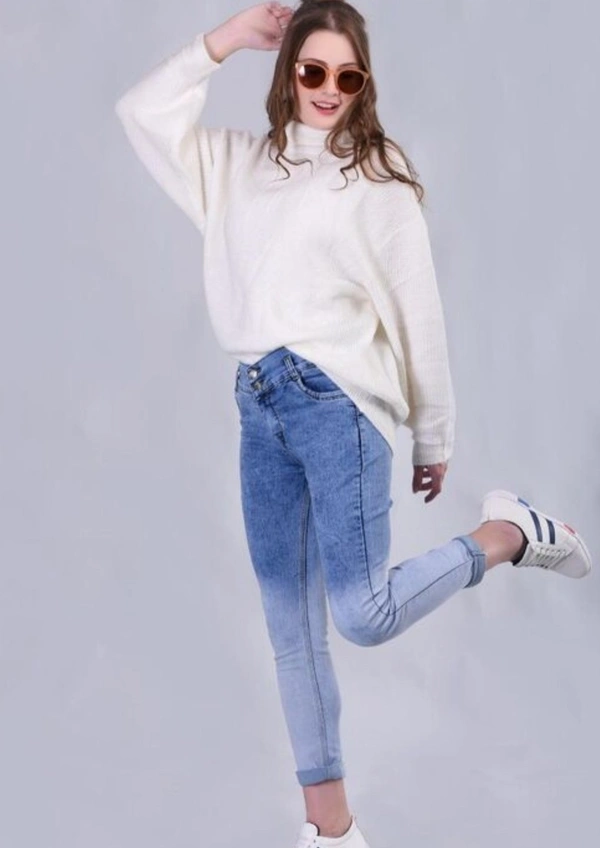 Ziva Fashionable 2 button jeans ( Blue )  - 28