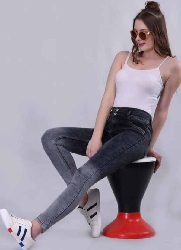 Fashionable jeans 2 button double shade jeans  - 34