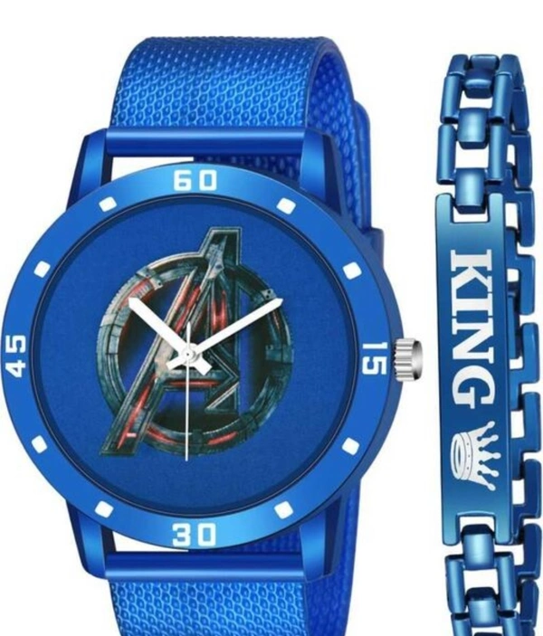 Avenger King Blue Stylish Design Combo With King Braclet 