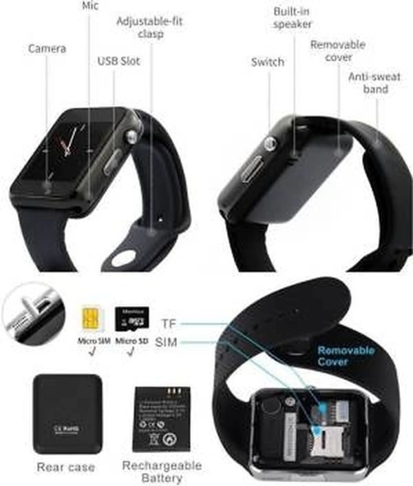 Raysx 4G Calling watch, Bluetooth phone watch SmartwatchWith Call Function. - Black