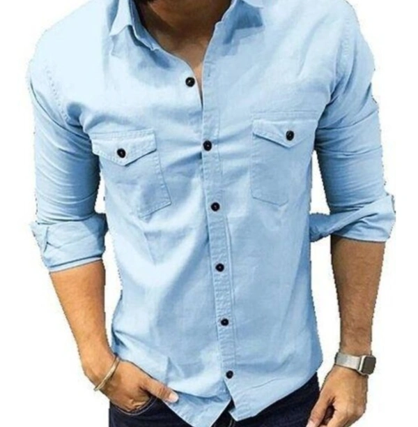 Trendy Mens Casual Shirt (Blue) - S
