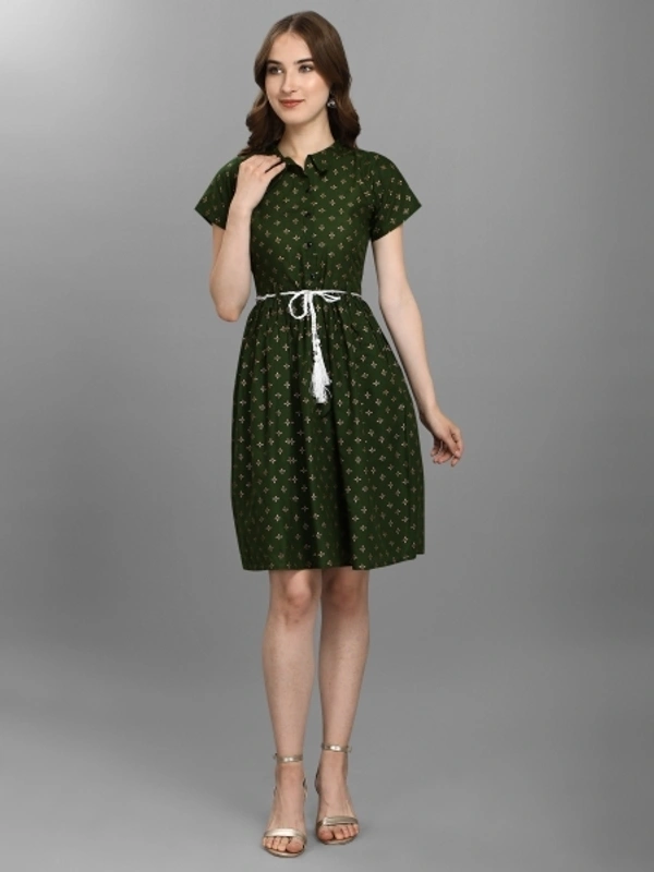 A Line Green Dress Fof Women  - M