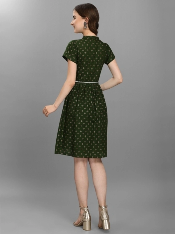 A Line Green Dress Fof Women  - M